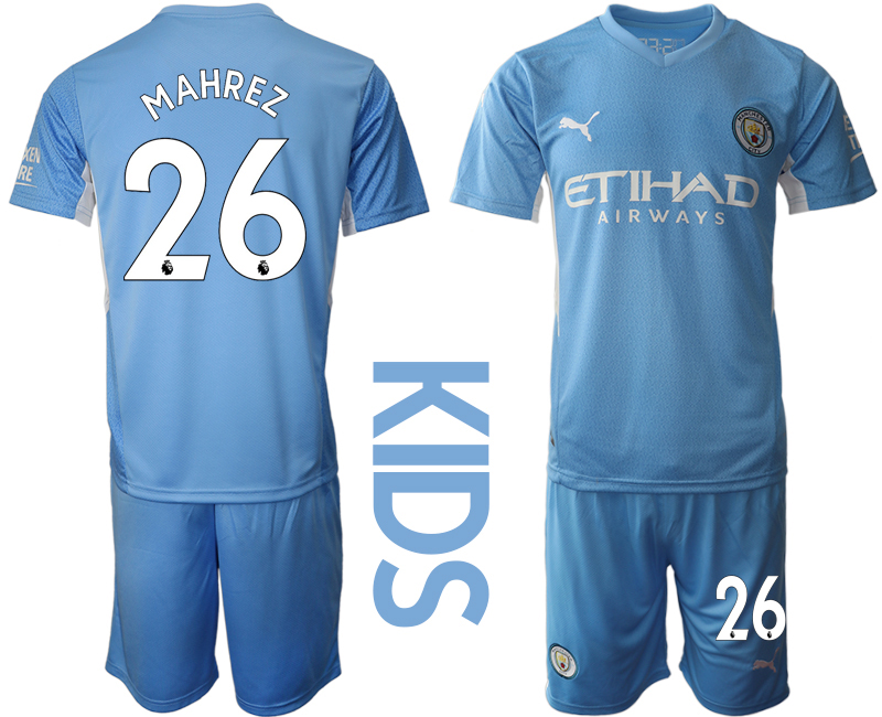 Youth 2021-2022 Club Manchester City home blue #26 Soccer Jersey